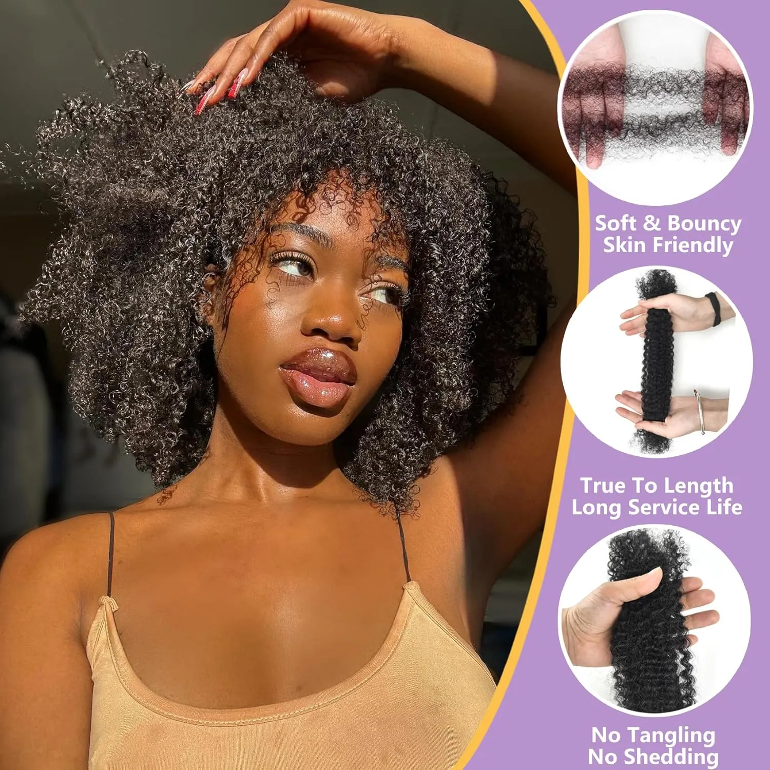 10 Inch Afro Kinkys Bulk Human Hair for Repair Locs,100% Real Human Hair for Mini Twist Burgundy Human Kinkyhair for Twist