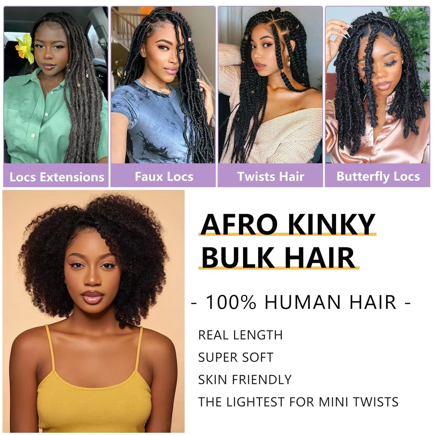 10 Inch Afro Kinkys Bulk Human Hair for Repair Locs,100% Real Human Hair for Mini Twist Burgundy Human Kinkyhair for Twist