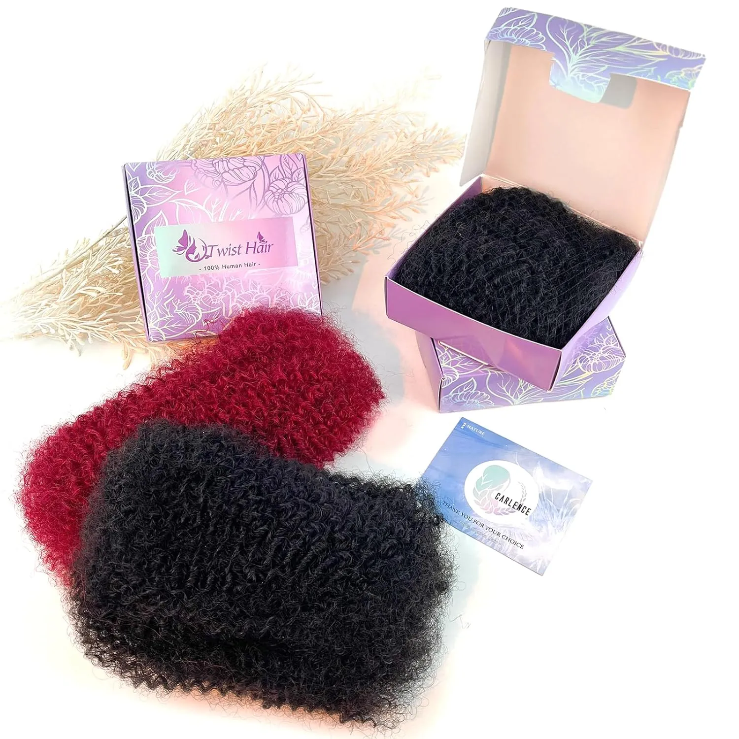 10 Inch Afro Kinkys Bulk Human Hair for Repair Locs,100% Real Human Hair for Mini Twist Burgundy Human Kinkyhair for Twist