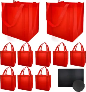 10 or 6 Pack Reusable Reinforced Handle Grocery Bags Heavy Duty Large Shopping Totes Thick Plastic Bottom can hold 45 lbs