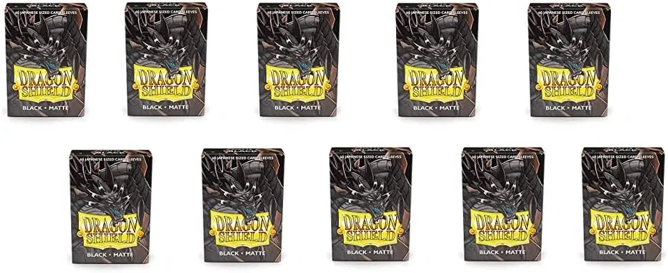 10 Packs Dragon Shield Matte Mini Japanese Black 60 ct Card Sleeves Display Case