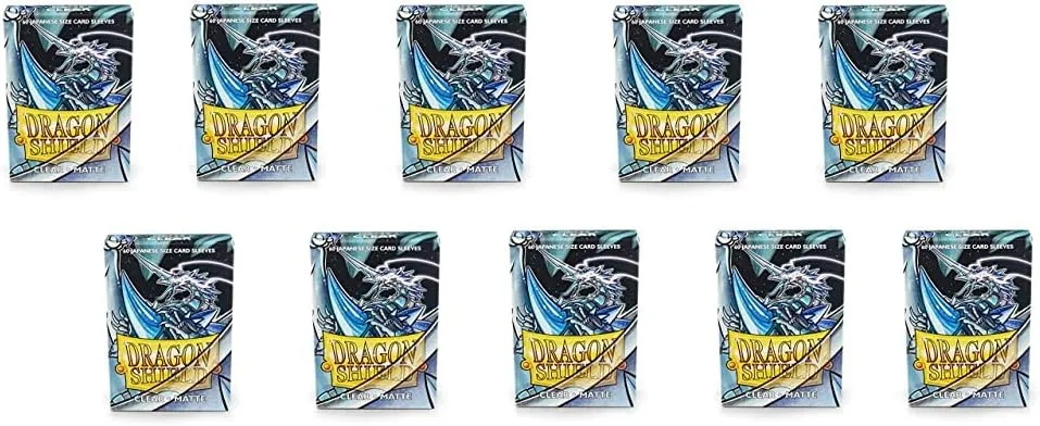 10 Packs Dragon Shield Matte Mini Japanese Clear 60 ct Card Sleeves Display Case