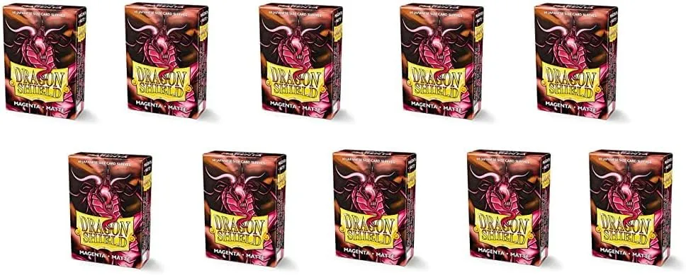 10 Packs Dragon Shield Matte Mini Japanese Magenta 60 ct Card Sleeves Display Case