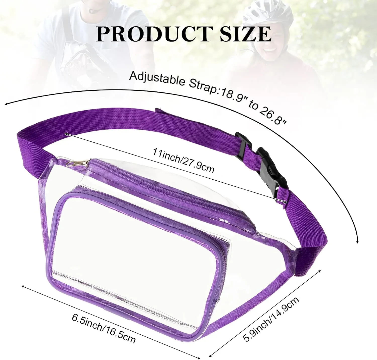 10 Pcs Clear Fanny Packs, Waterproof Clear Waist Bag Transparent Stadium Approved Purse Cute Adjustable Belt Bag Portable Waist Pack for Men Women Sports Travel Beach Concerts Events (Black)