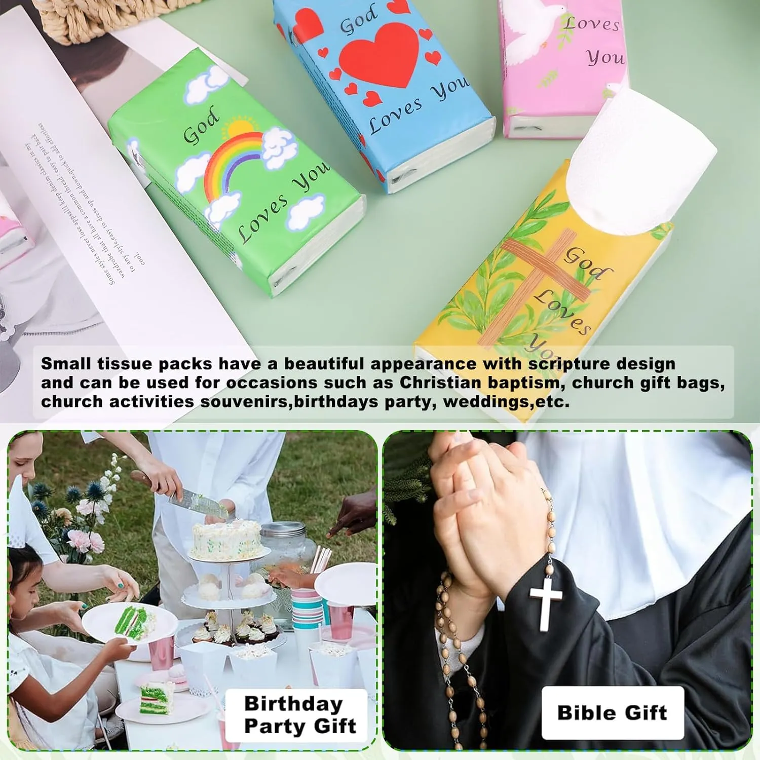 100 Pack Bible Tissues Travel Size Bulk,4 Ply Paper Facial Mini Pocket Tissues Travel Packs Bulk with Bible Verse 1000 Sheet Individual Christian Tissue for Church,Wedding,Homeless Gifts(Mixed Color)