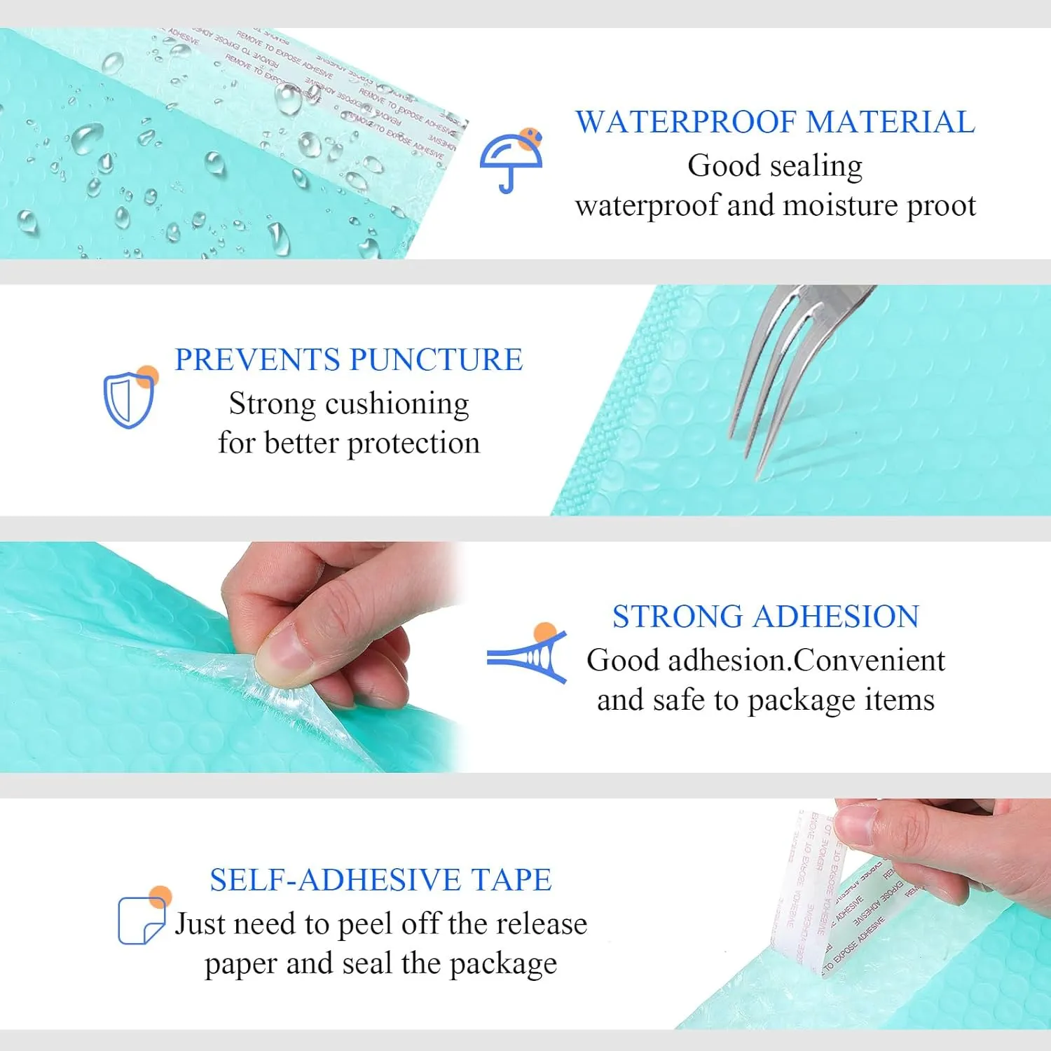 100 Pcs Kraft Bubble Mailers 3 Size Padded Envelopes Kraft Poly Mailers Bubble Lined Shipping Envelopes Mail Shipping Bags for CDs Book Business Supplies (Green)