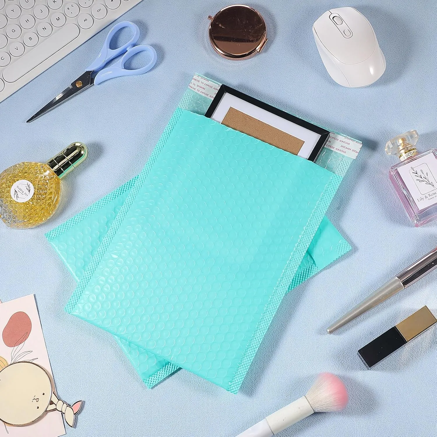 100 Pcs Kraft Bubble Mailers 3 Size Padded Envelopes Kraft Poly Mailers Bubble Lined Shipping Envelopes Mail Shipping Bags for CDs Book Business Supplies (Green)
