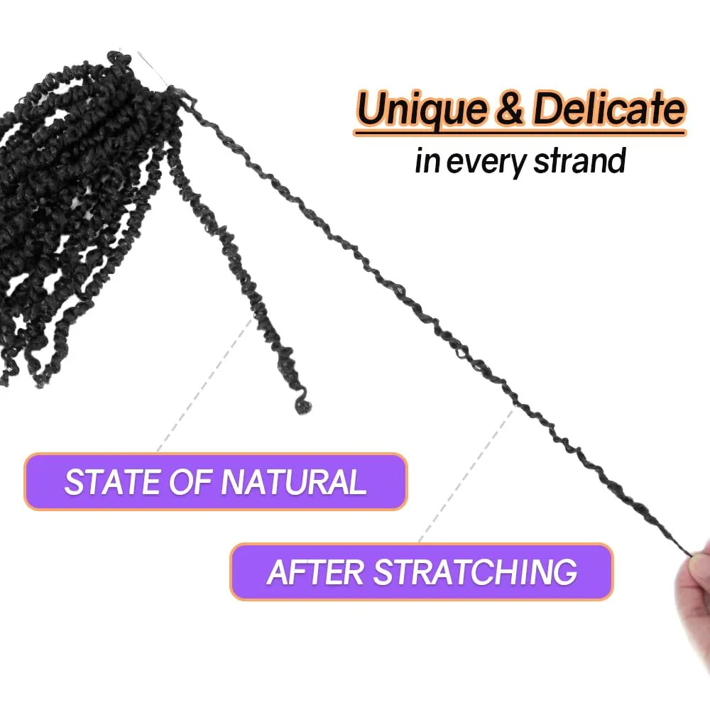 14 Inch 10 Packs Yanky Twist Crochet Hair Pre-twisted Natural Black Kinky Mini Spring Twist Plus Small Curly Senegalese Twist Braids (1B)