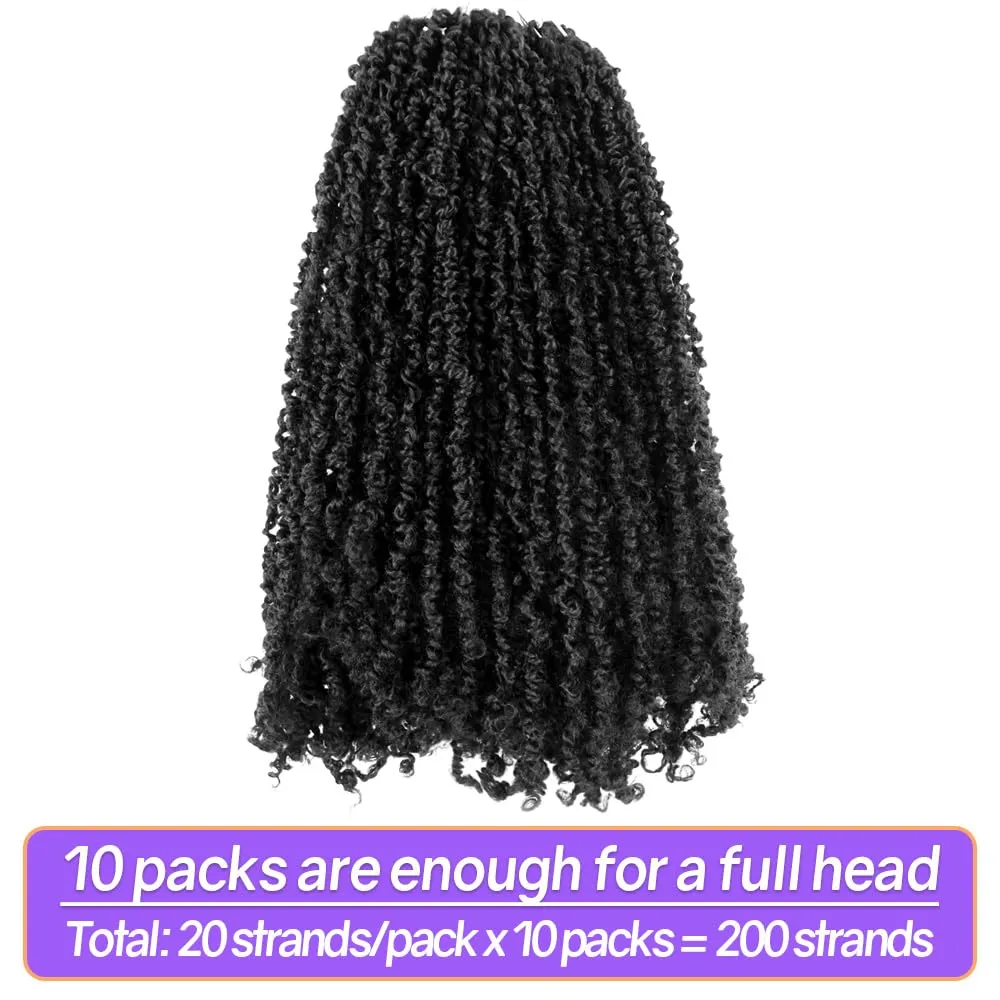 14 Inch 10 Packs Yanky Twist Crochet Hair Pre-twisted Natural Black Kinky Mini Spring Twist Plus Small Curly Senegalese Twist Braids (1B)