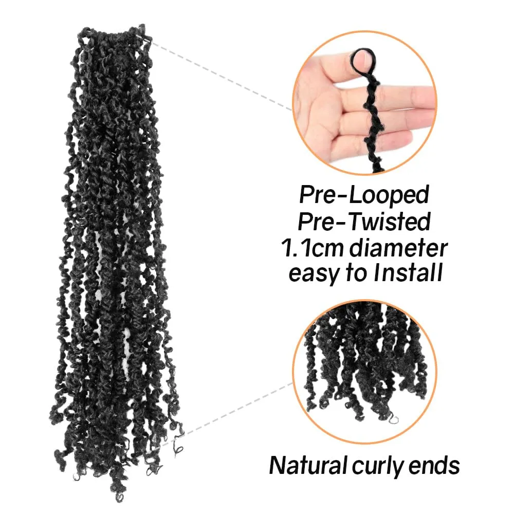 14 Inch 10 Packs Yanky Twist Crochet Hair Pre-twisted Natural Black Kinky Mini Spring Twist Plus Small Curly Senegalese Twist Braids (1B)