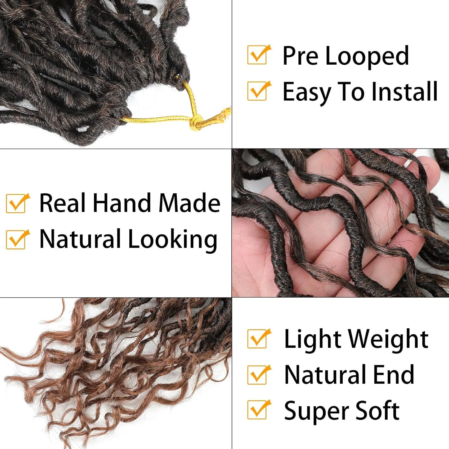 14 Inch 8 Packs Goddess Locs Crochet Hair Pre Looped Faux Locs Crochet Hair for Women Soft Boho Hippie Locs Hair Extension Synthetic (#T30)