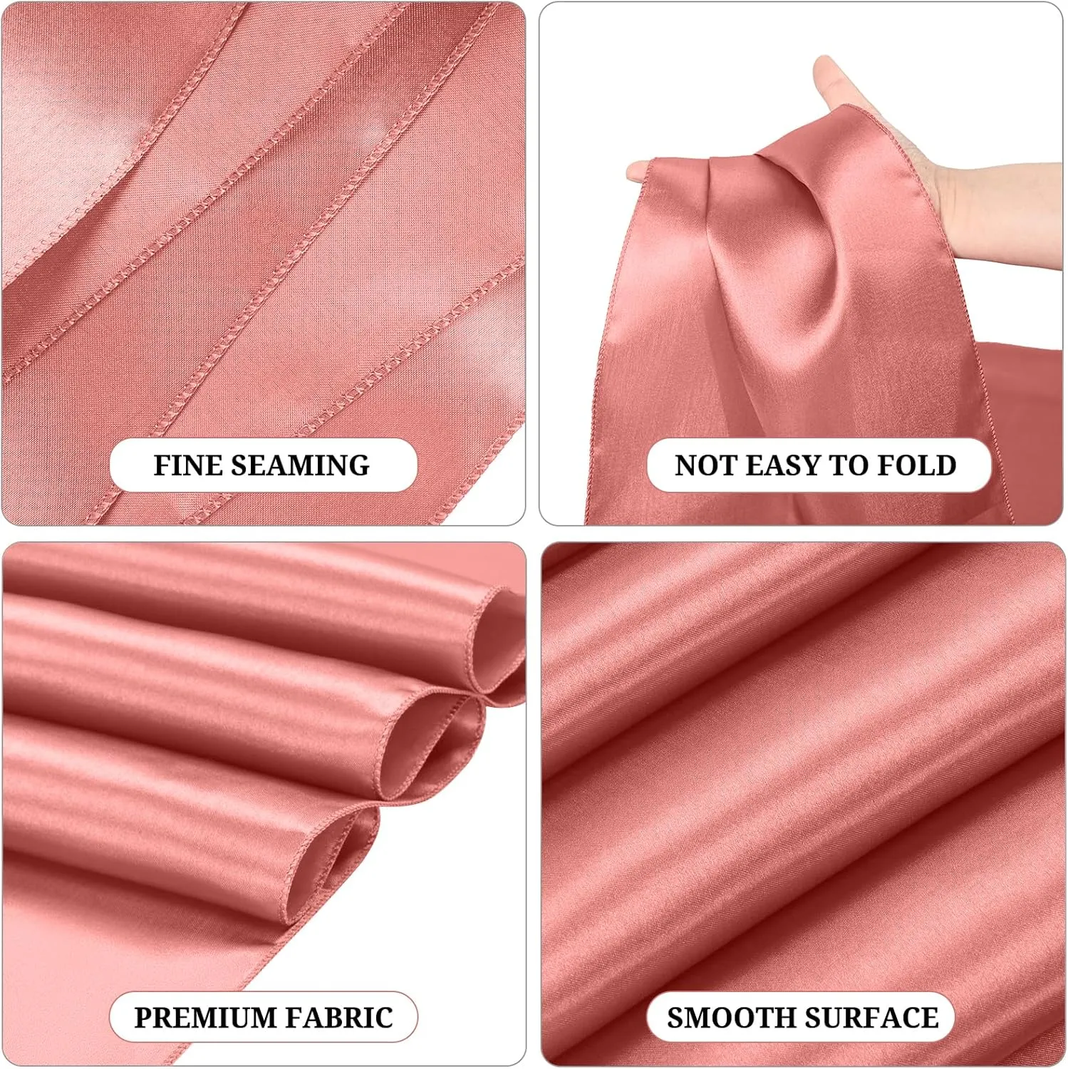 15 Pack Coral Satin Table Runners 12 x 108 Inch Long Table Runners for Rectangle Round Tables, Smooth Satin Table Runner for Wedding,Birthday Party Banquets Graduation Engagements Decoration
