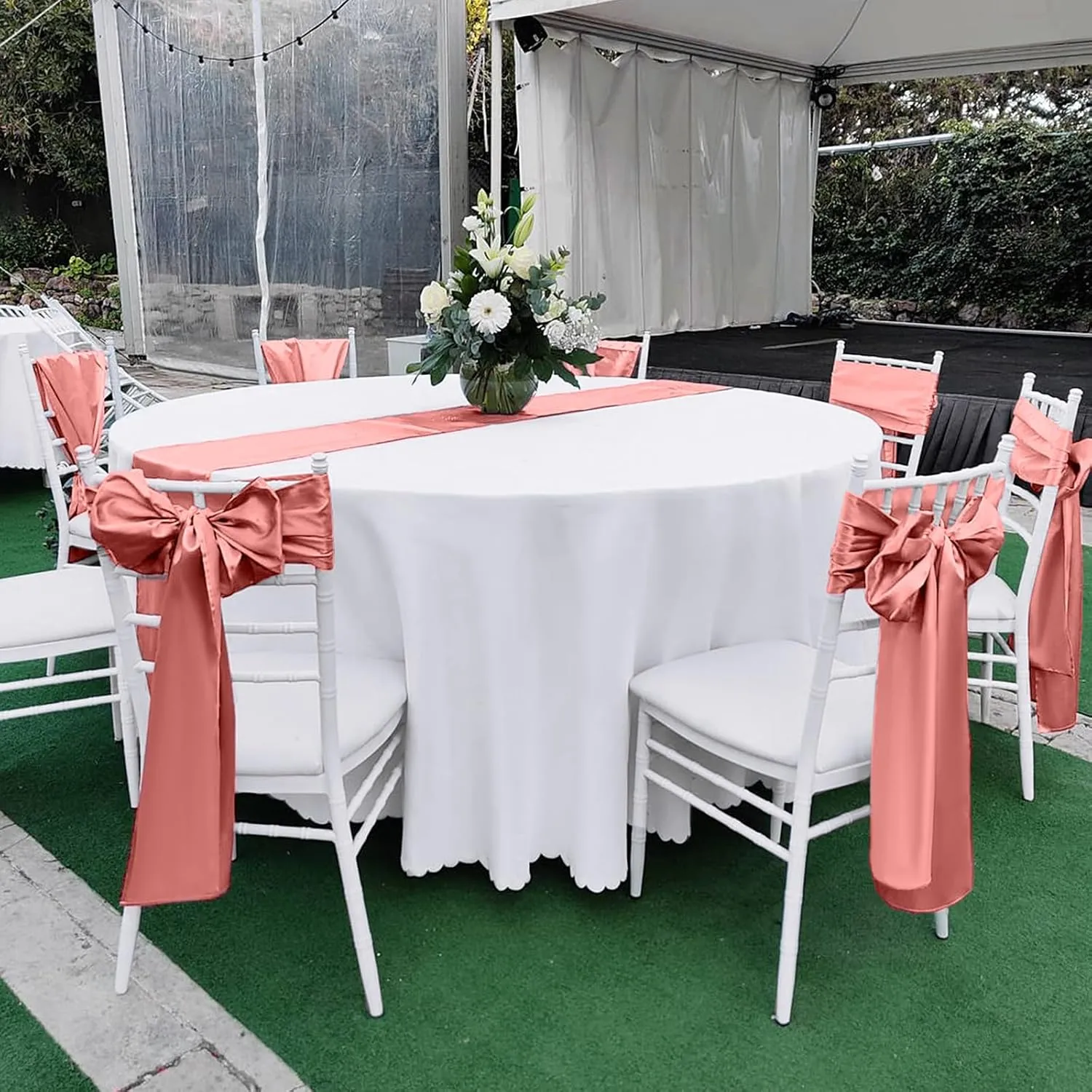 15 Pack Coral Satin Table Runners 12 x 108 Inch Long Table Runners for Rectangle Round Tables, Smooth Satin Table Runner for Wedding,Birthday Party Banquets Graduation Engagements Decoration