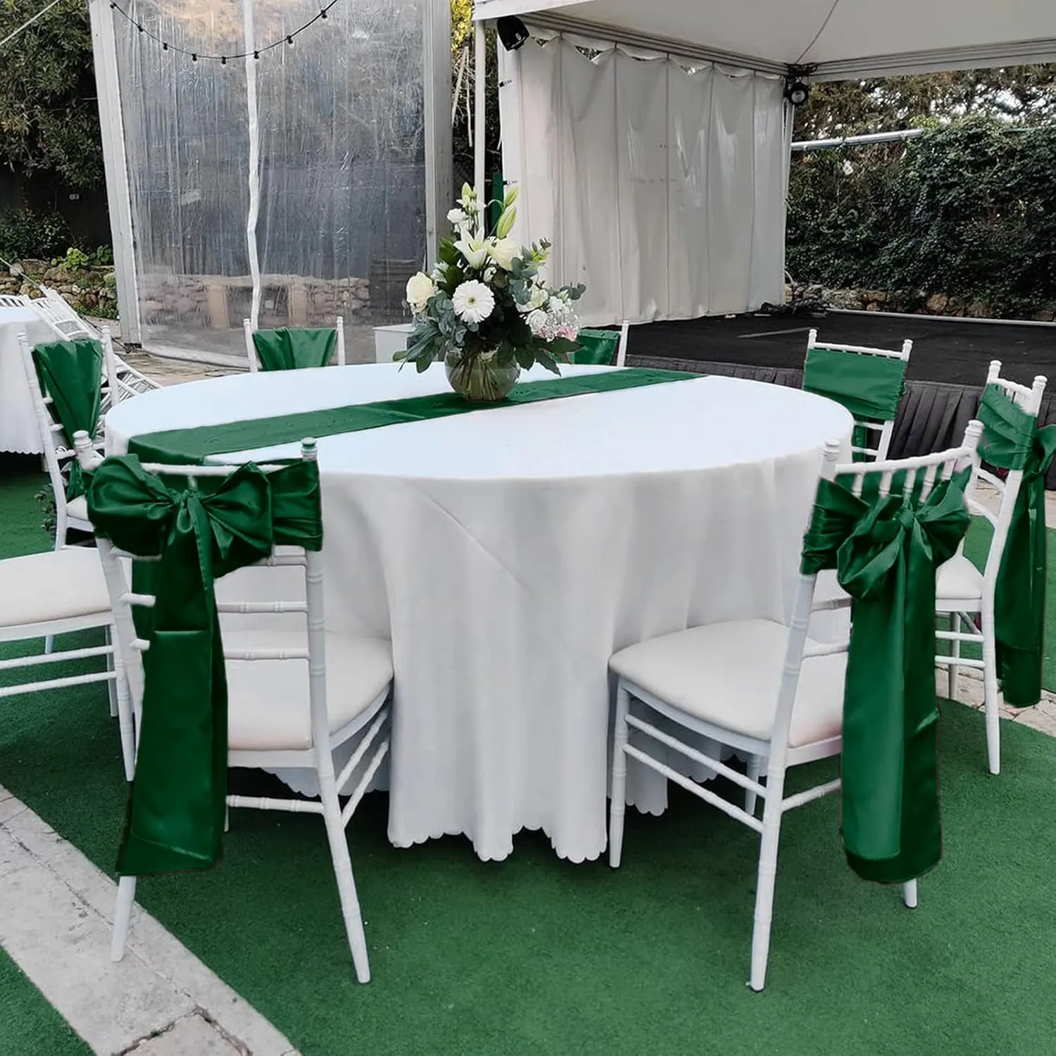 15 Pack Satin Table Runners Forest Green 12 x 108 Inch Long Table Runners for Rectangle Round Tables,Smooth Table Runner for Wedding, Birthday Party Banquets Graduation Engagements Decoration