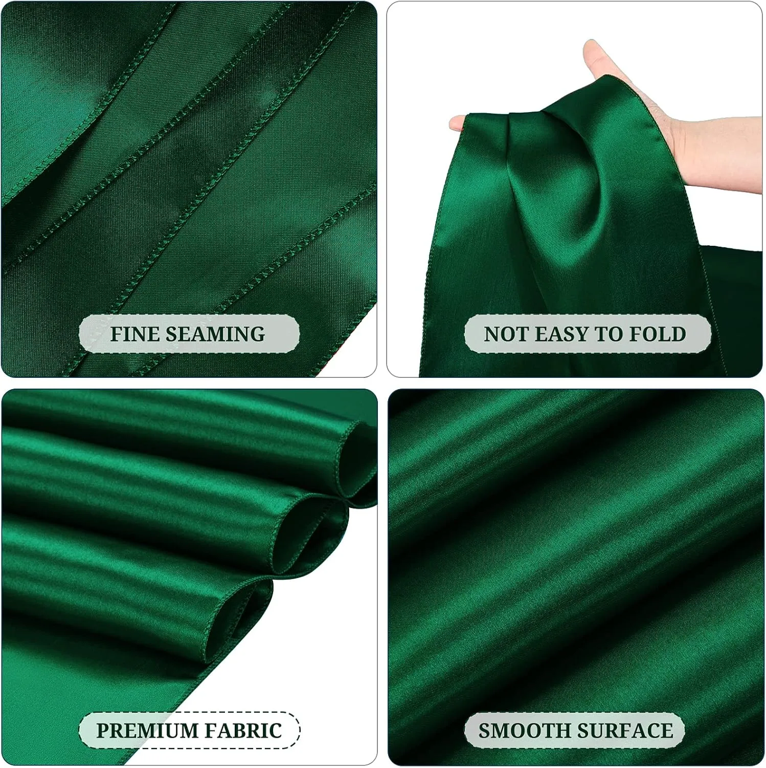 15 Pack Satin Table Runners Forest Green 12 x 108 Inch Long Table Runners for Rectangle Round Tables,Smooth Table Runner for Wedding, Birthday Party Banquets Graduation Engagements Decoration