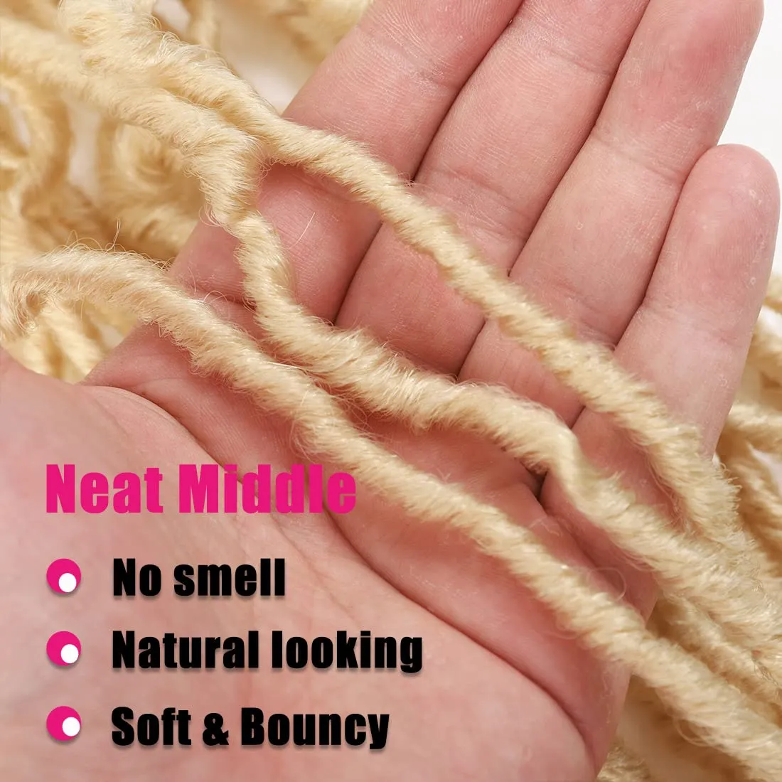 18 Inch Soft Locs Crochet Hair 6 Packs Faux Locs briading Hair Blonde Pre-Looped Wavy Goddess Locs Crochet Hair (18Inch 6Packs 613#)