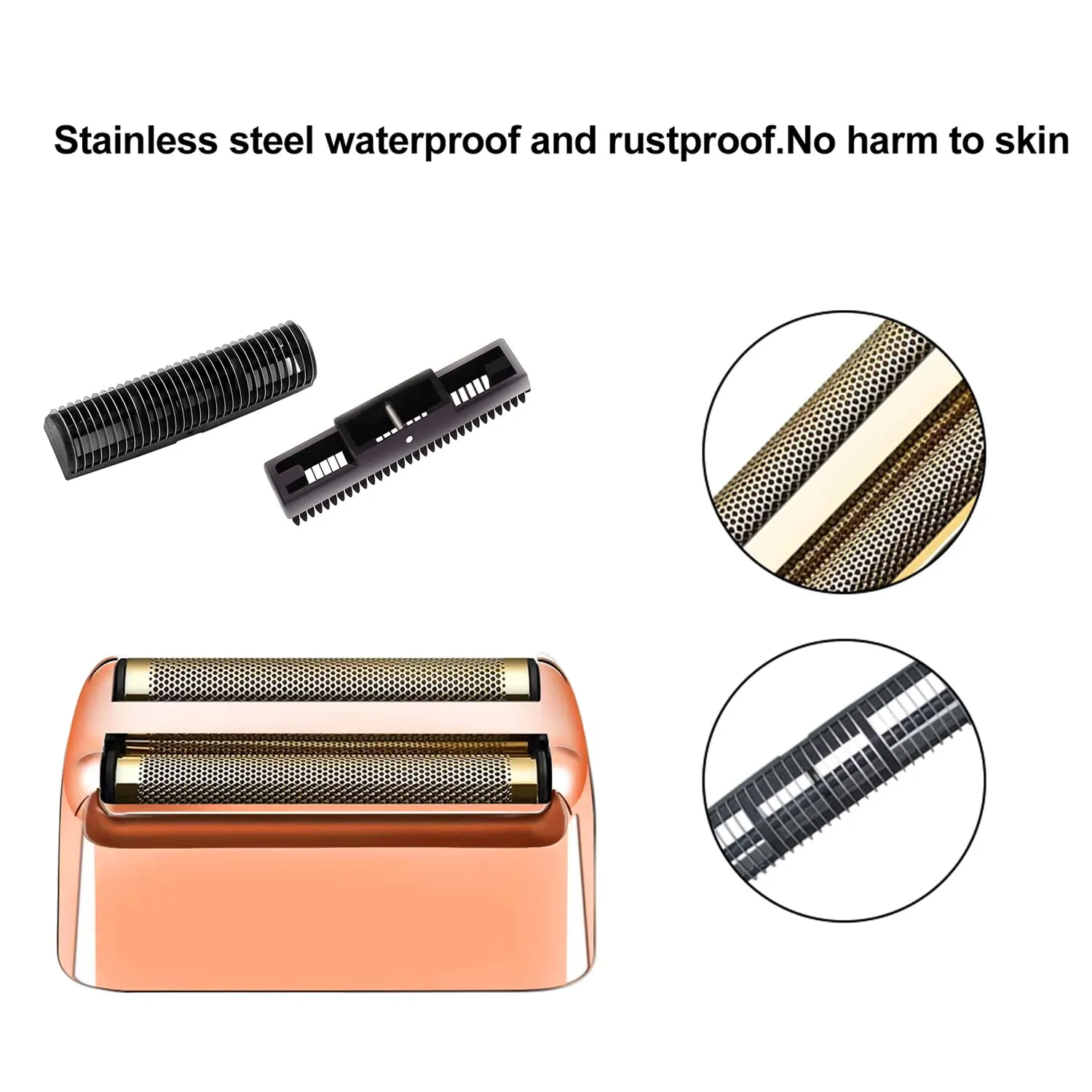 2 Pack Shaver Replacement Foil and Cutters Compatible with BaBylissPRO Double FXFS2 Metal Shaver foil Replacement,Rose Gold