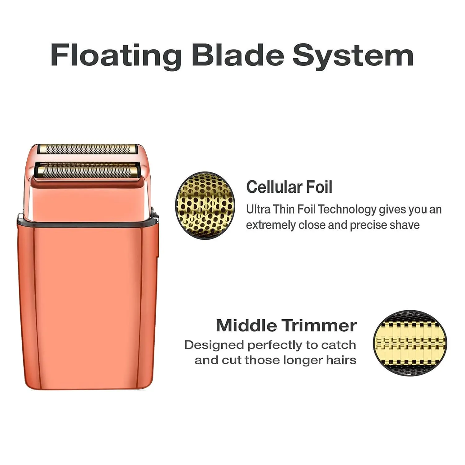 2 Pack Shaver Replacement Foil and Cutters Compatible with BaBylissPRO Double FXFS2 Metal Shaver foil Replacement,Rose Gold