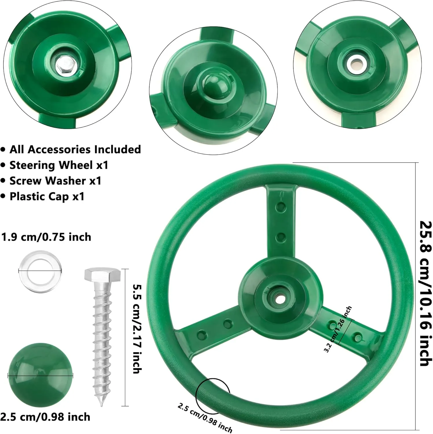 2 Pack Steering Wheel Playset Plastic Pirate Ships Wheel with Mounting Tools for Kids Playground Outdoor Gym(Green,Blue)
