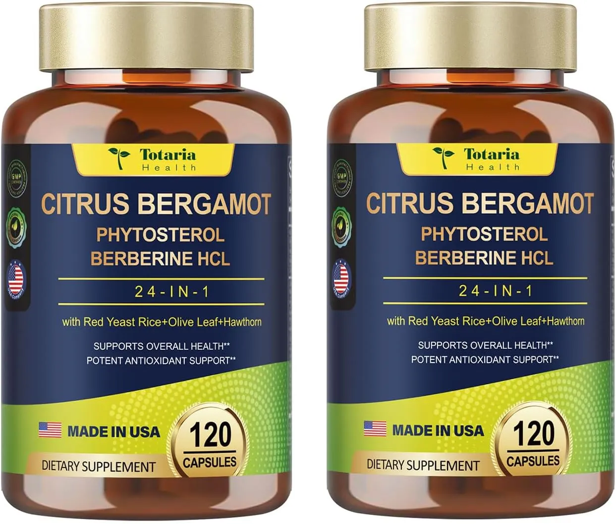 2 Packs Citrus Bergamot Capsules for Healthy Cholesterol - 1566mg Per Serving Bergamot Supplements 25:1 Extract from Italy Bergamot for Heart, Immune Support, Antioxidant