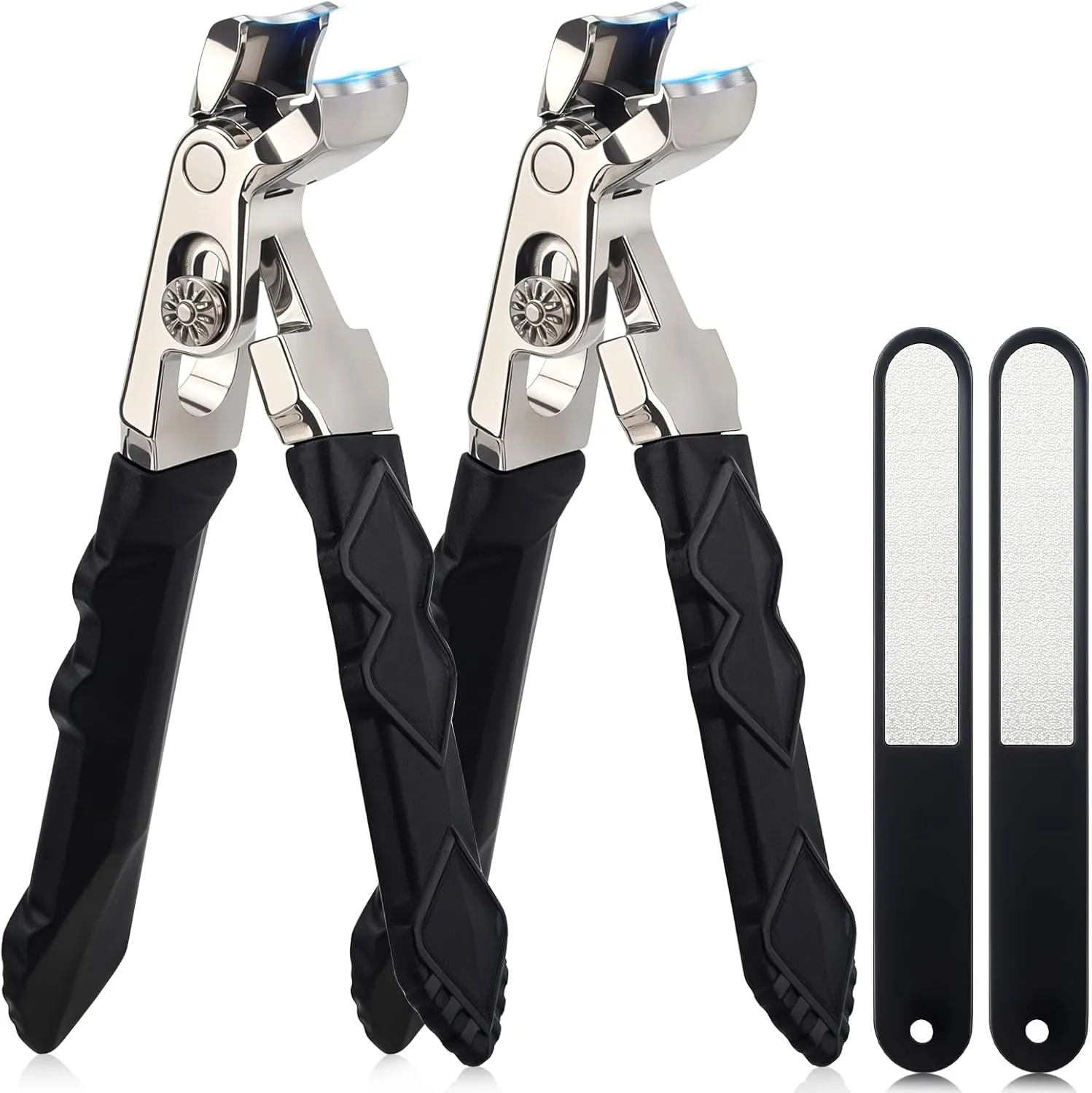 2 Packs Clipmaster Pro Toe Nail Clippers Toenail Clippers for Thick Nails for Seniors No Splash Wide Jaw Fingernail Clippers and Angled Head Toenail Ergonomic Curved Toenail Clippers Men Women