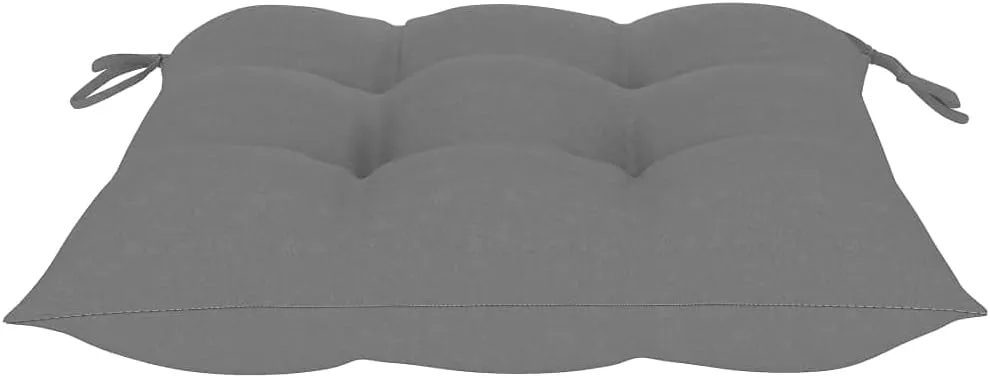 2 Pcs Foldable Patio Chairs with Gray Cushions Solid Teak Wood Outdoor Furniture for Lawn Garden Backyard Porch Deck Balcony