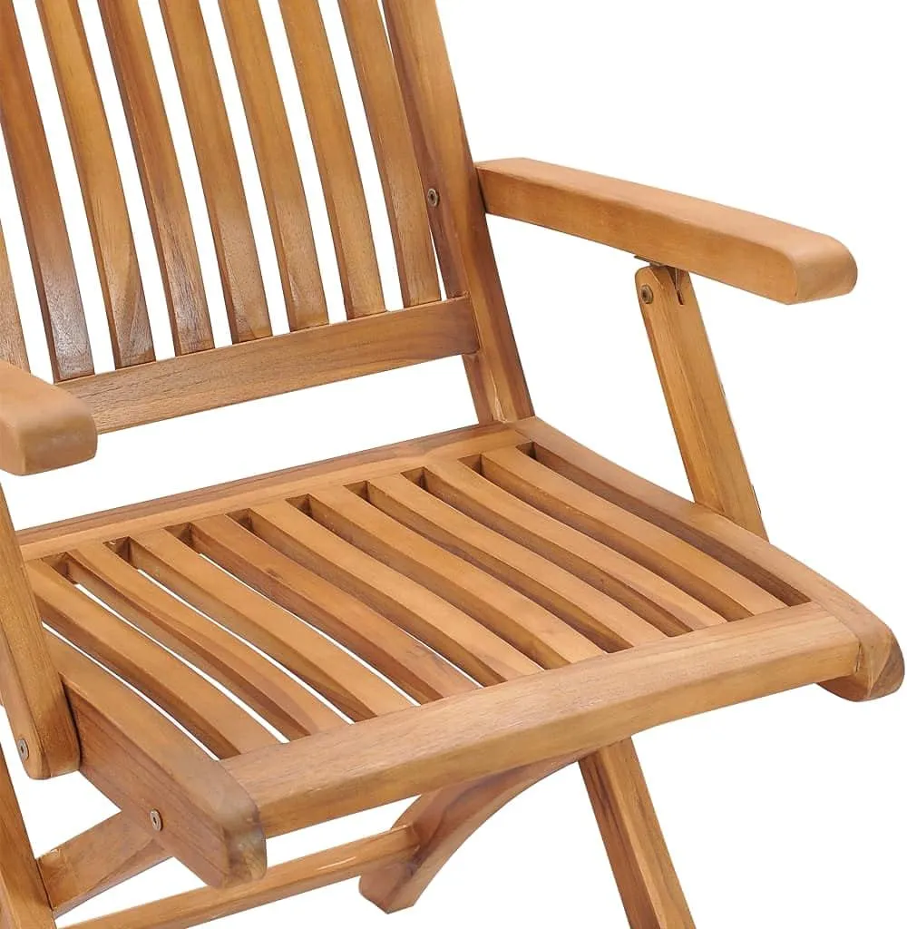 2 Pcs Foldable Patio Chairs with Gray Cushions Solid Teak Wood Outdoor Furniture for Lawn Garden Backyard Porch Deck Balcony