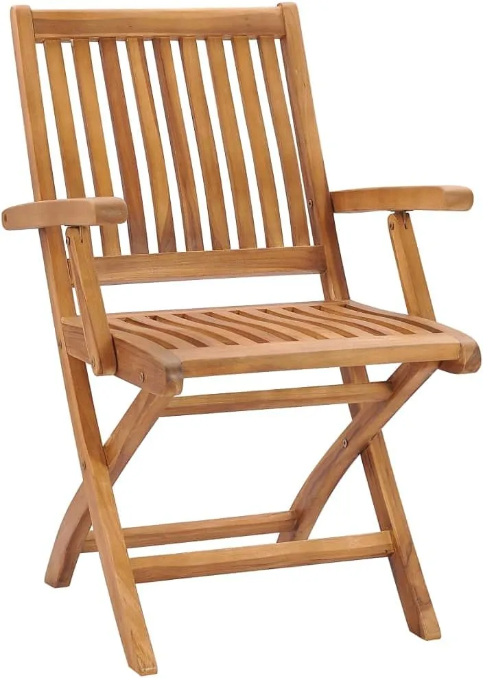 2 Pcs Foldable Patio Chairs with Gray Cushions Solid Teak Wood Outdoor Furniture for Lawn Garden Backyard Porch Deck Balcony