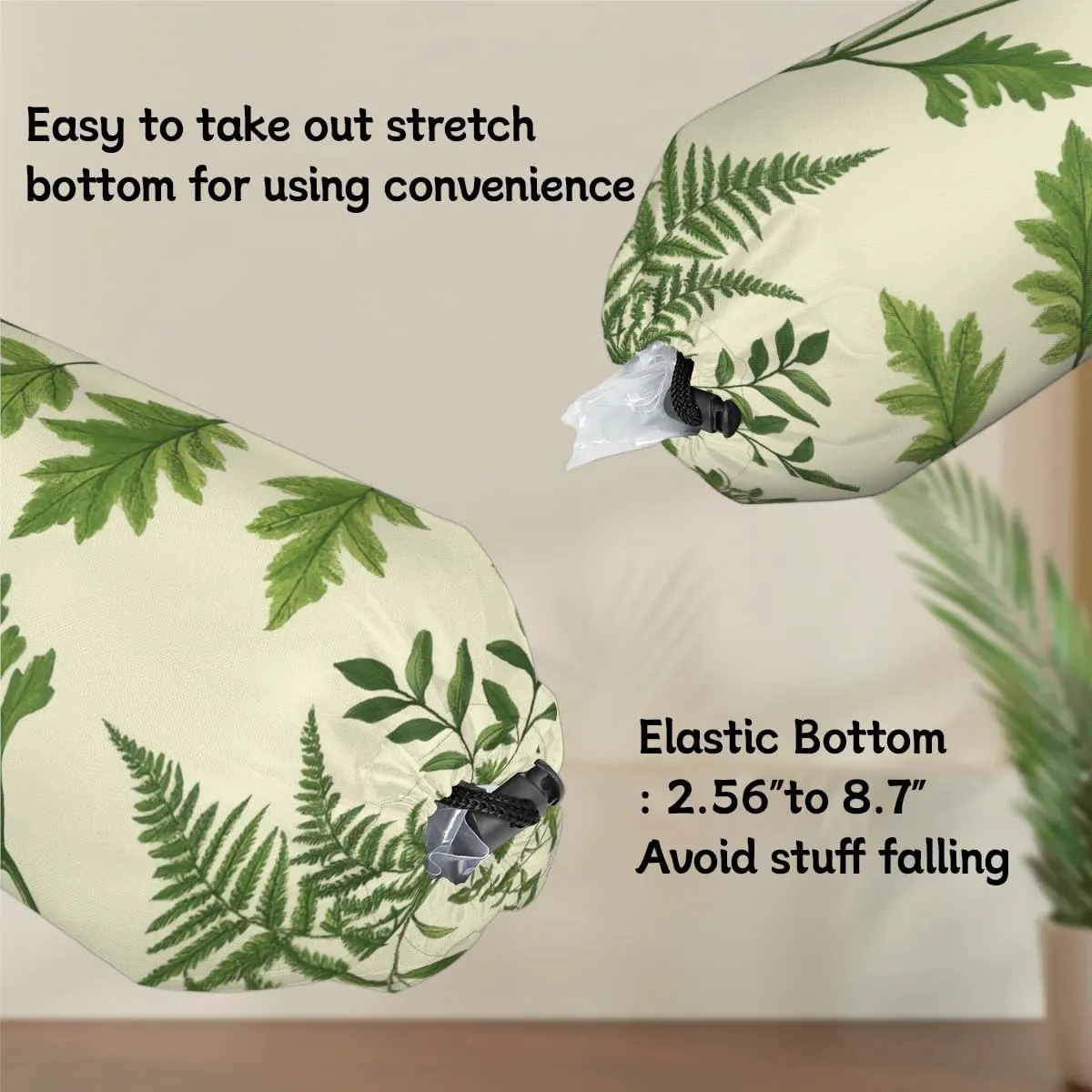 2 Pcs Green Fern Plastic Bag Holder Spring Grass Grocery Bag Storage Dispenser Washable Hanging Shopping Bags Carrier Wall Mount Trash Bag Organizer for Kitchen Pantry