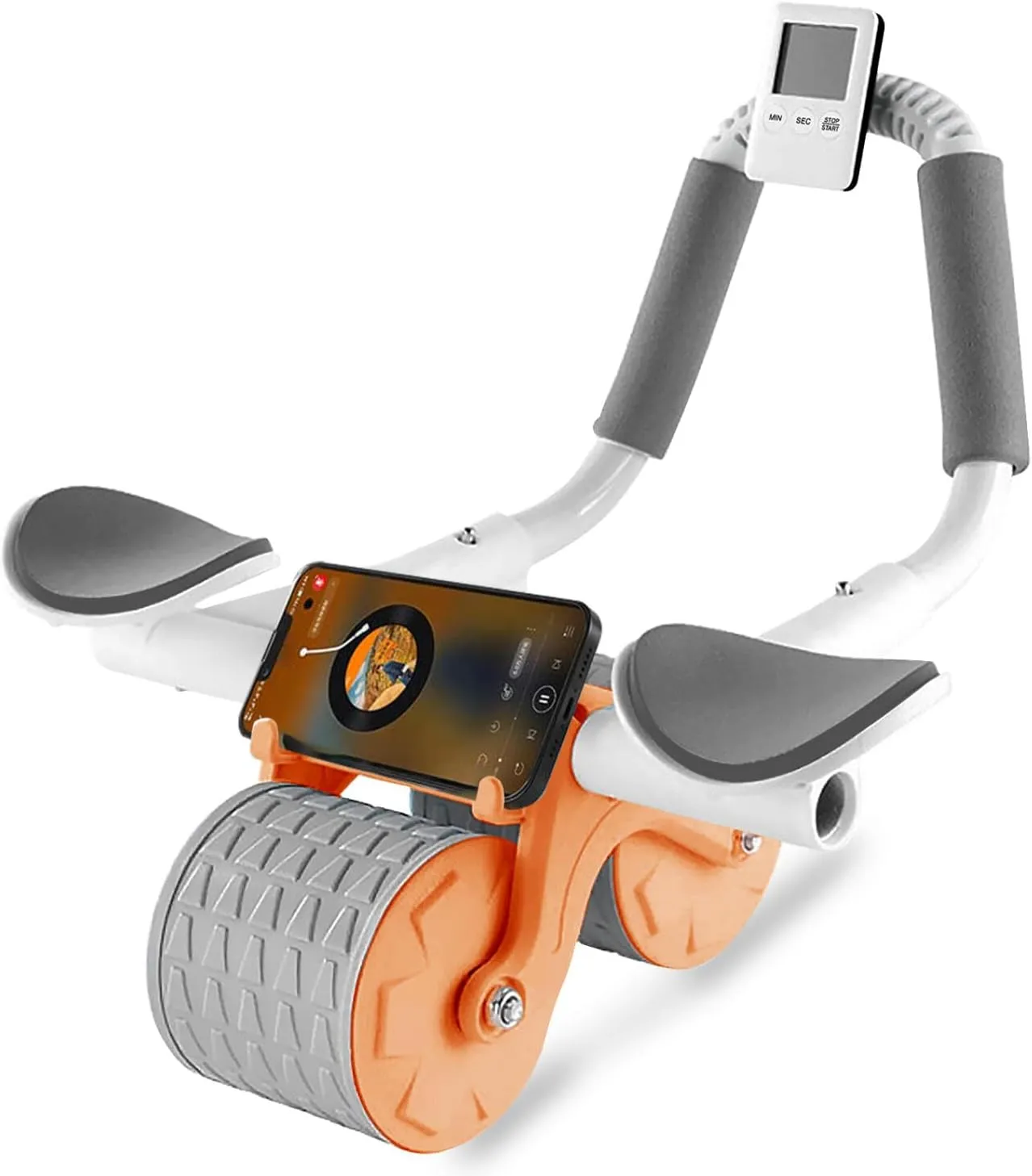 2024 New Ab Roller Wheel with Knee Mat & Timer, Automatic Rebound Abdominal Exercise Roller with Elbow Support for Women & Men