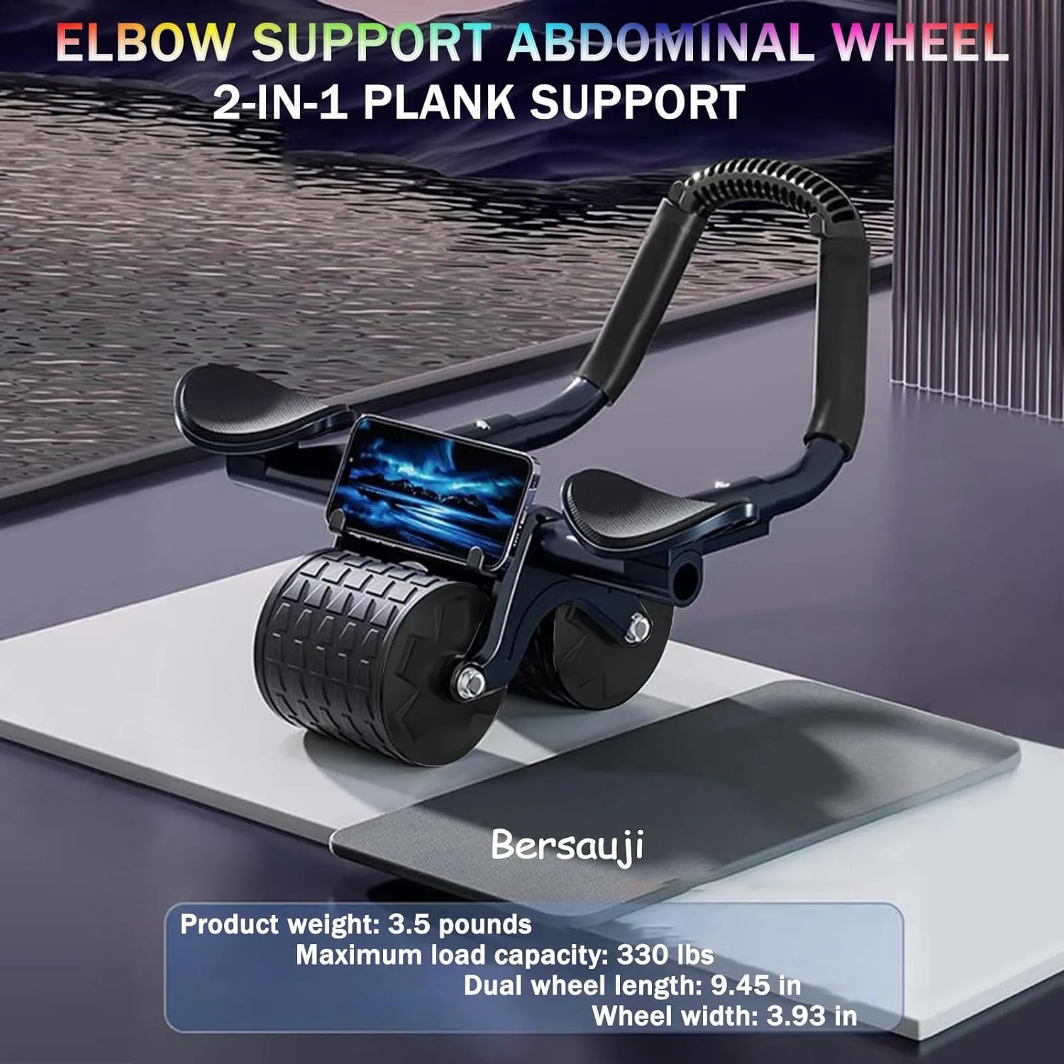 2024 New Ab Roller Wheel with Knee Mat & Timer, Automatic Rebound Abdominal Exercise Roller with Elbow Support for Women & Men