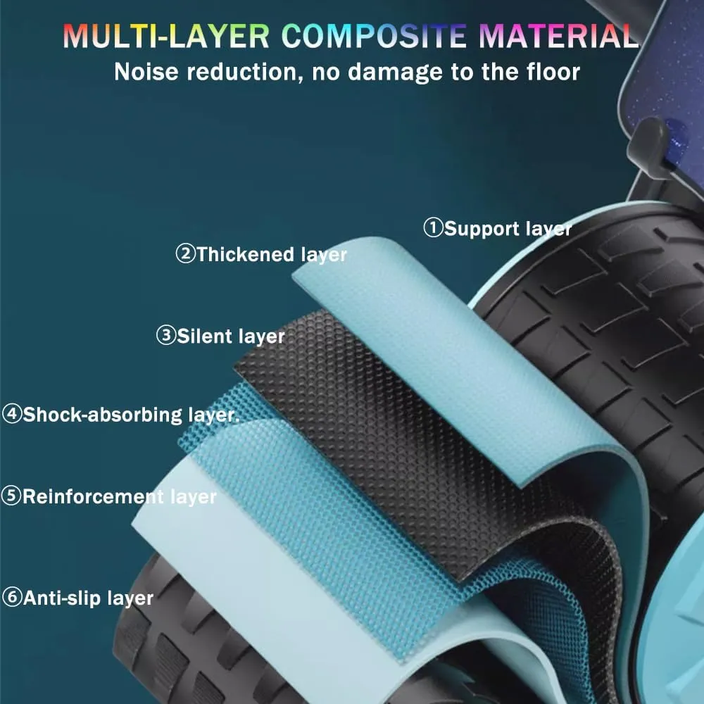 2024 New Ab Roller Wheel with Knee Mat & Timer, Automatic Rebound Abdominal Exercise Roller with Elbow Support for Women & Men