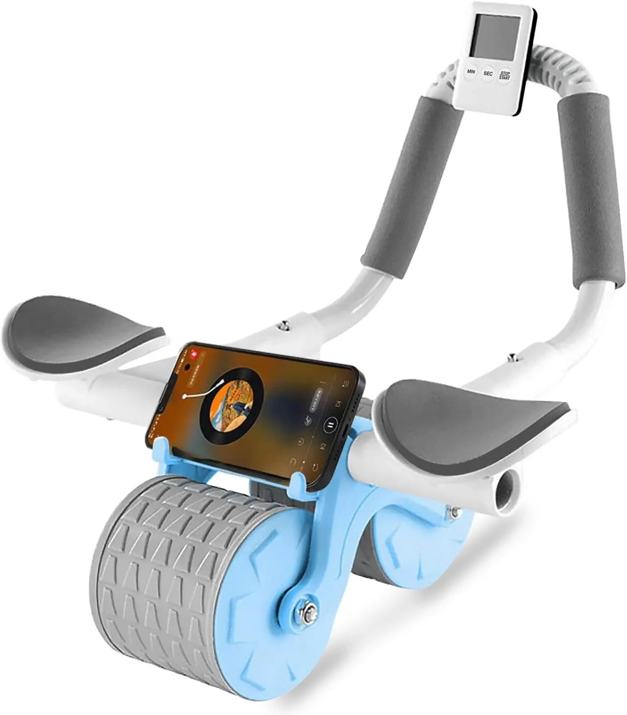 2024 New Ab Roller Wheel with Knee Mat & Timer, Automatic Rebound Abdominal Exercise Roller with Elbow Support for Women & Men