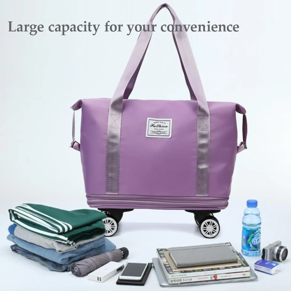 2025 New Large Capacity Travel Bag - Universal Wheel Removable, Kulken Travel Bag with Wheels,Portable Three-Layer Expandable Foldable Duffle Bags with (black)