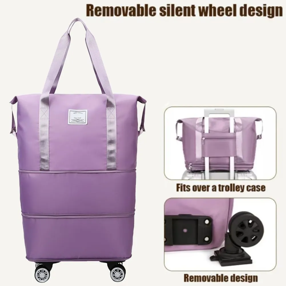 2025 New Large Capacity Travel Bag - Universal Wheel Removable, Kulken Travel Bag with Wheels,Portable Three-Layer Expandable Foldable Duffle Bags with (black)