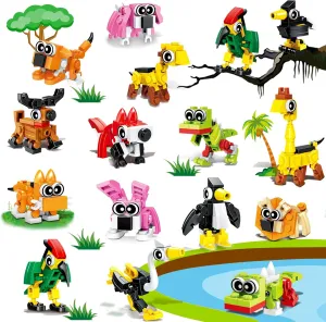 20pcs Animal Mini Building Blocks Party Favor for Kids Return Gifts For Birthday Goodie Bag Stuffer Class Prize Box Toys Small Bulk Pinata Stuffer End of School Year Gift for Student Boy Girl 4-8 8-12