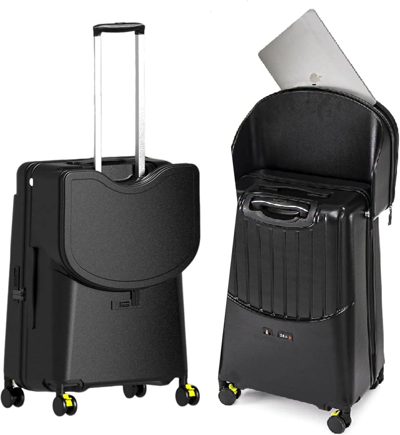 22 Inch Carry on Luggage with Storable Seat for Kids Expandable Suitcases with Spinner Wheels Rolling Travel Luggages Ride on Suitcase for Women and Men