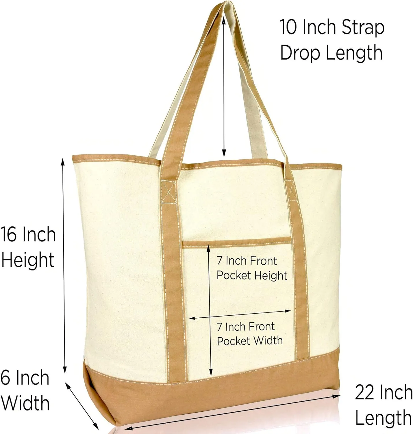22" Open Top Heavy Duty Deluxe Tote Bag with Outer Pocket