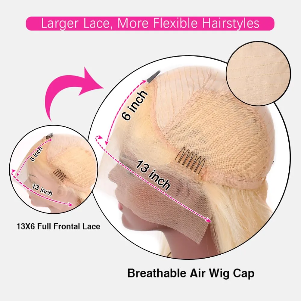 28 Inch 613 13x6 Lace Front Wig Human Hair Blonde Straight HD Lace Front Wigs Human Hair 200% Density Blonde Wig Human Hair For Women Pre Plucked with Baby Hair