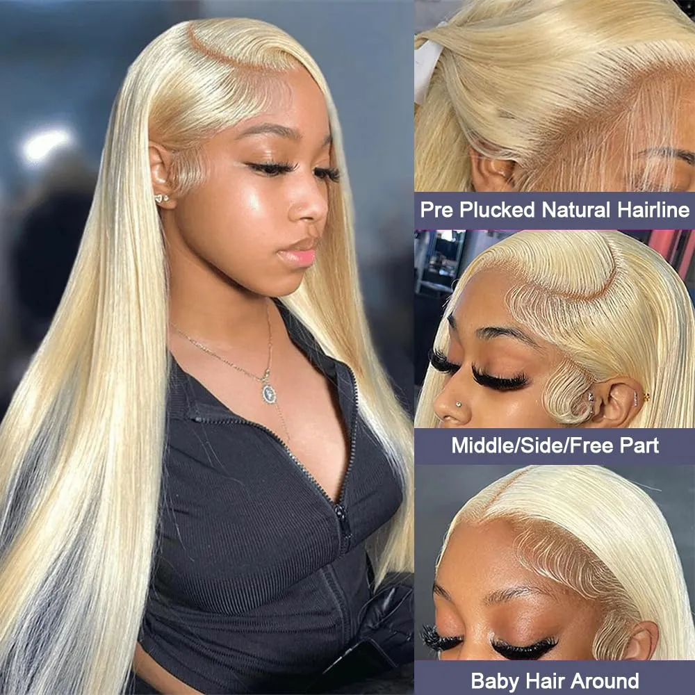 28 Inch 613 13x6 Lace Front Wig Human Hair Blonde Straight HD Lace Front Wigs Human Hair 200% Density Blonde Wig Human Hair For Women Pre Plucked with Baby Hair