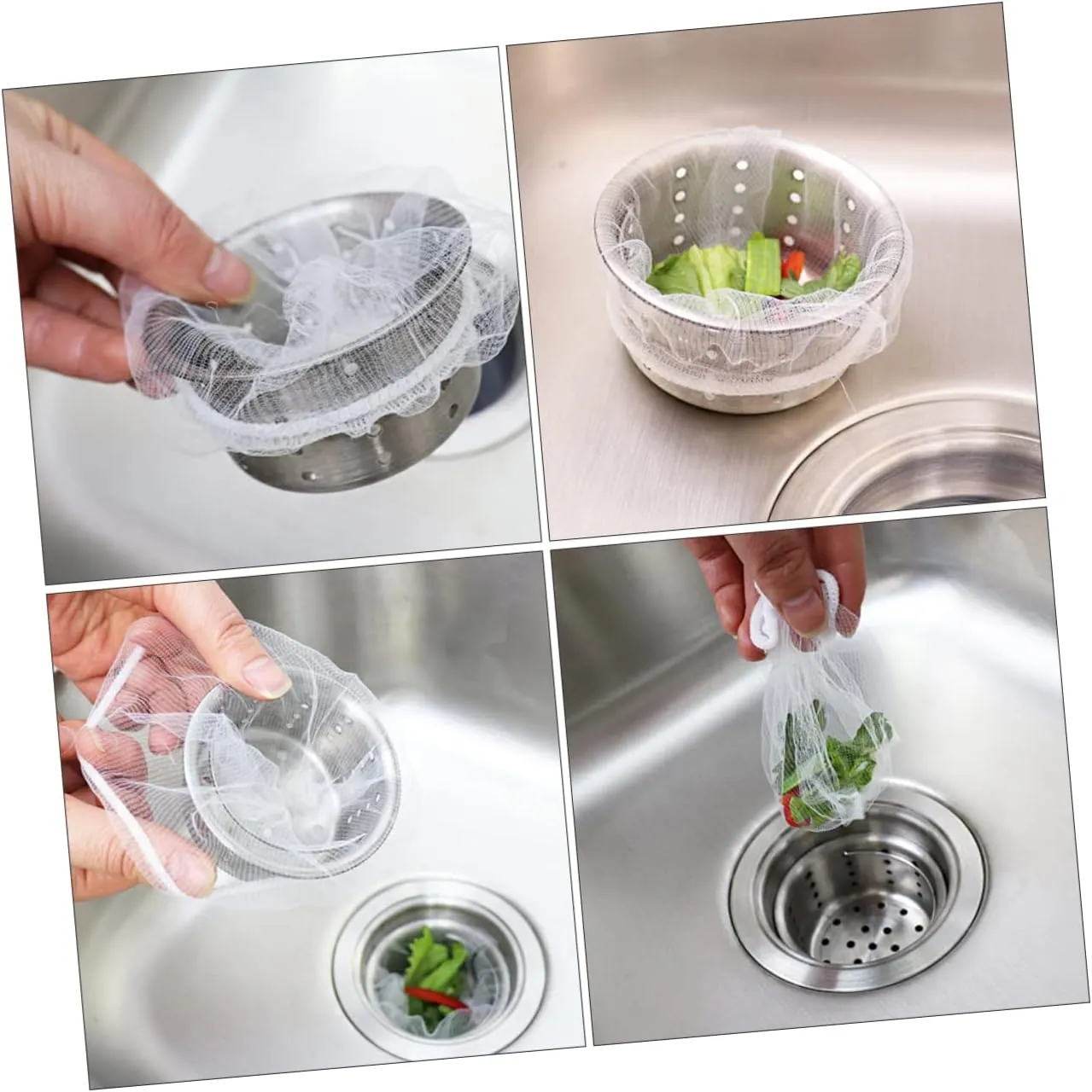2sets Kitchen Sink Filter Net Washing Basin Strainer Anti-blockage Mesh Bag 300pcs*2