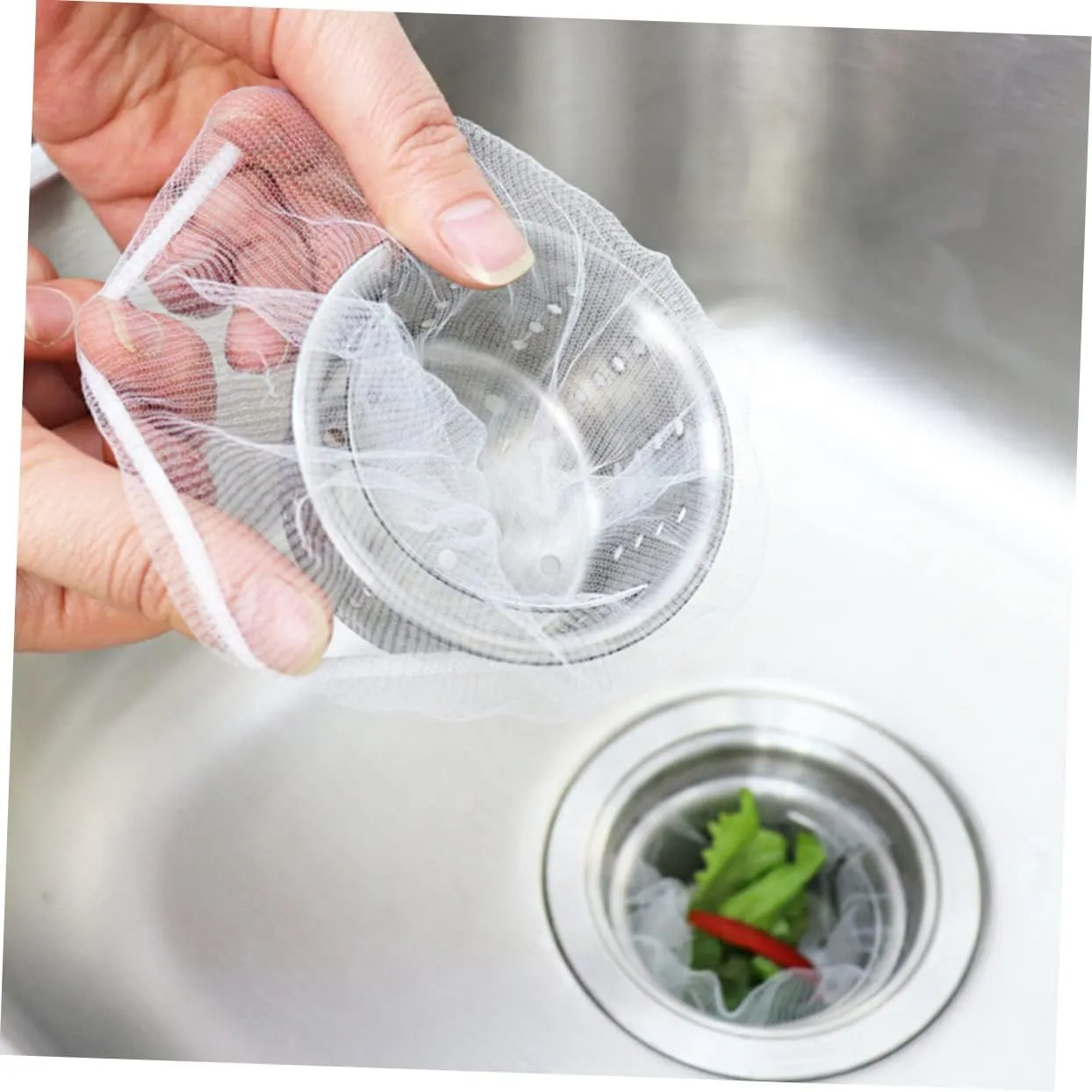 2sets Kitchen Sink Filter Net Washing Basin Strainer Anti-blockage Mesh Bag 300pcs*2