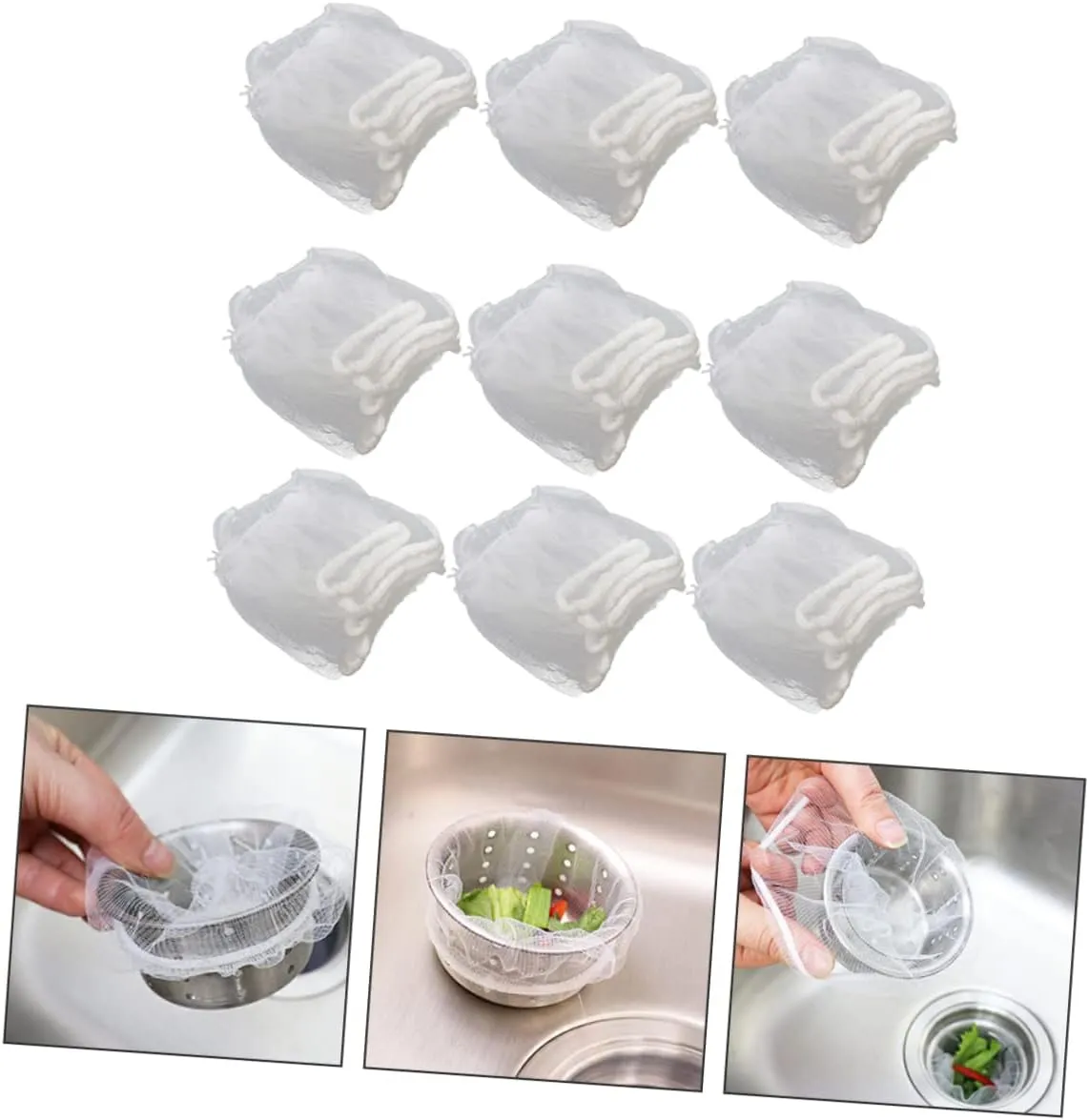 2sets Kitchen Sink Filter Net Washing Basin Strainer Anti-blockage Mesh Bag 300pcs*2