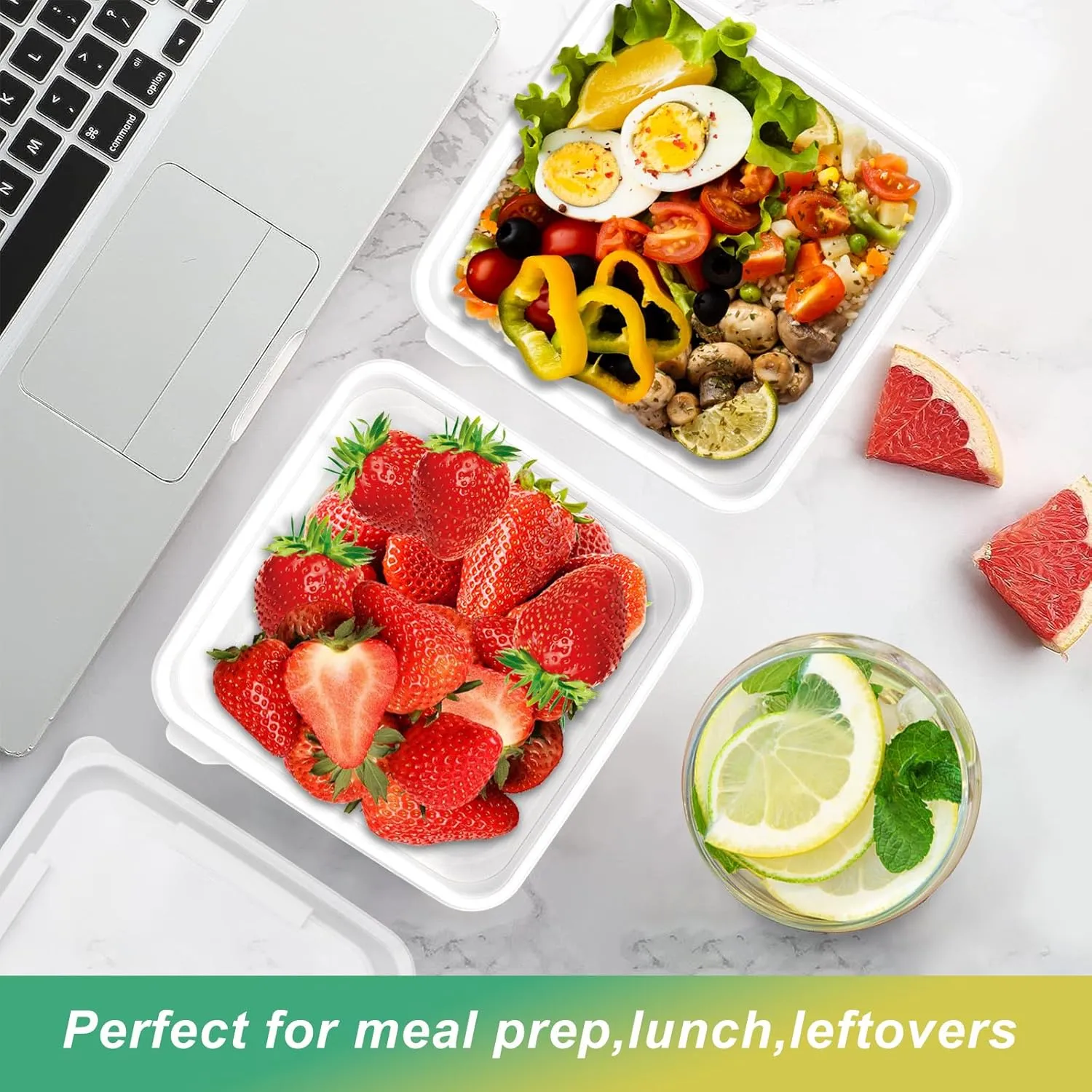 30 Pack 22oz Freezer Food Storage Container Meal Prep Containers Lunch Deli Container Salad Plastic Box with Lids Plastic Meal Prep Reusable Sets Bento Box Clear Transparent