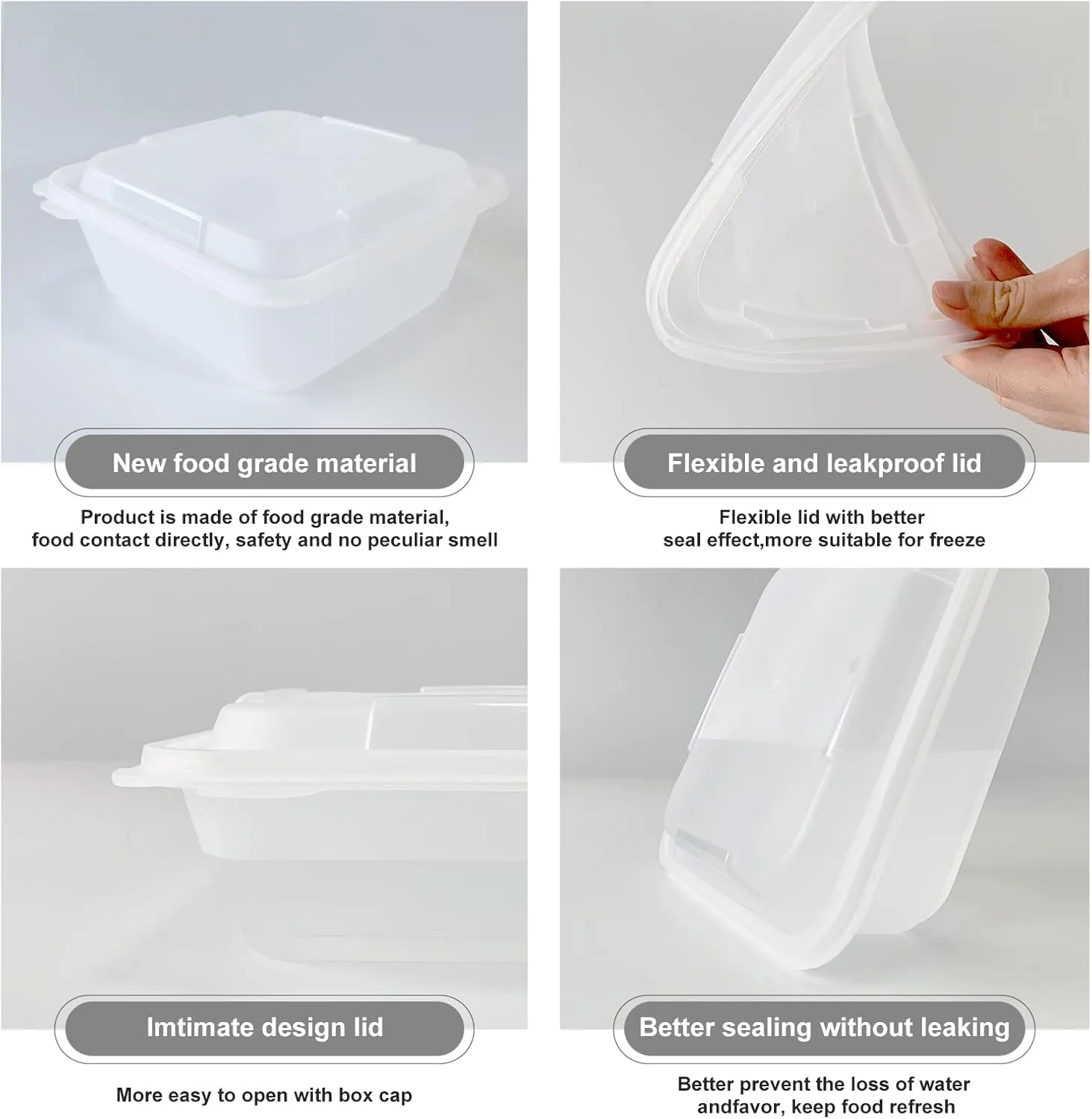 30 Pack 22oz Freezer Food Storage Container Meal Prep Containers Lunch Deli Container Salad Plastic Box with Lids Plastic Meal Prep Reusable Sets Bento Box Clear Transparent