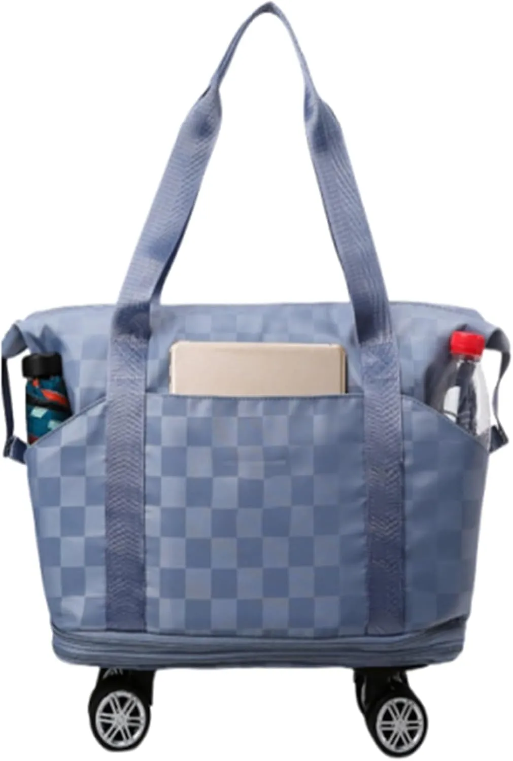 360° Rotating Wheels Duffle Bag for Women Short Trips, Waterproof Lightweight Hospital Bag for Delivery, Extra Large Collapsible Luggage(Blue)
