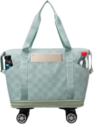 360° Rotating Wheels Duffle Bag for Women Short Trips, Waterproof Lightweight Hospital Bag for Delivery, Extra Large Collapsible Luggage(Green)