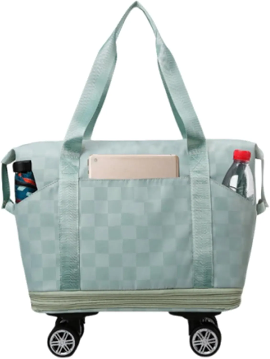360° Rotating Wheels Duffle Bag for Women Short Trips, Waterproof Lightweight Hospital Bag for Delivery, Extra Large Collapsible Luggage(Green)
