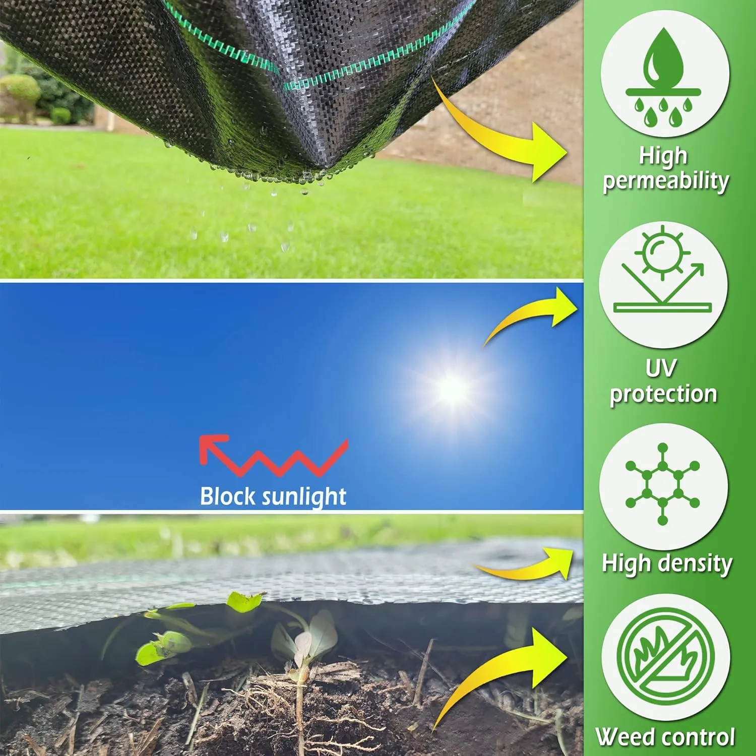 (3ft x 300ft 100% Virgin Material. Premium Heavy Duty Weed Barrier Fabric for Landscaping, Farming, Gardening and Agriculture. Durable Woven Landscape Fabric
