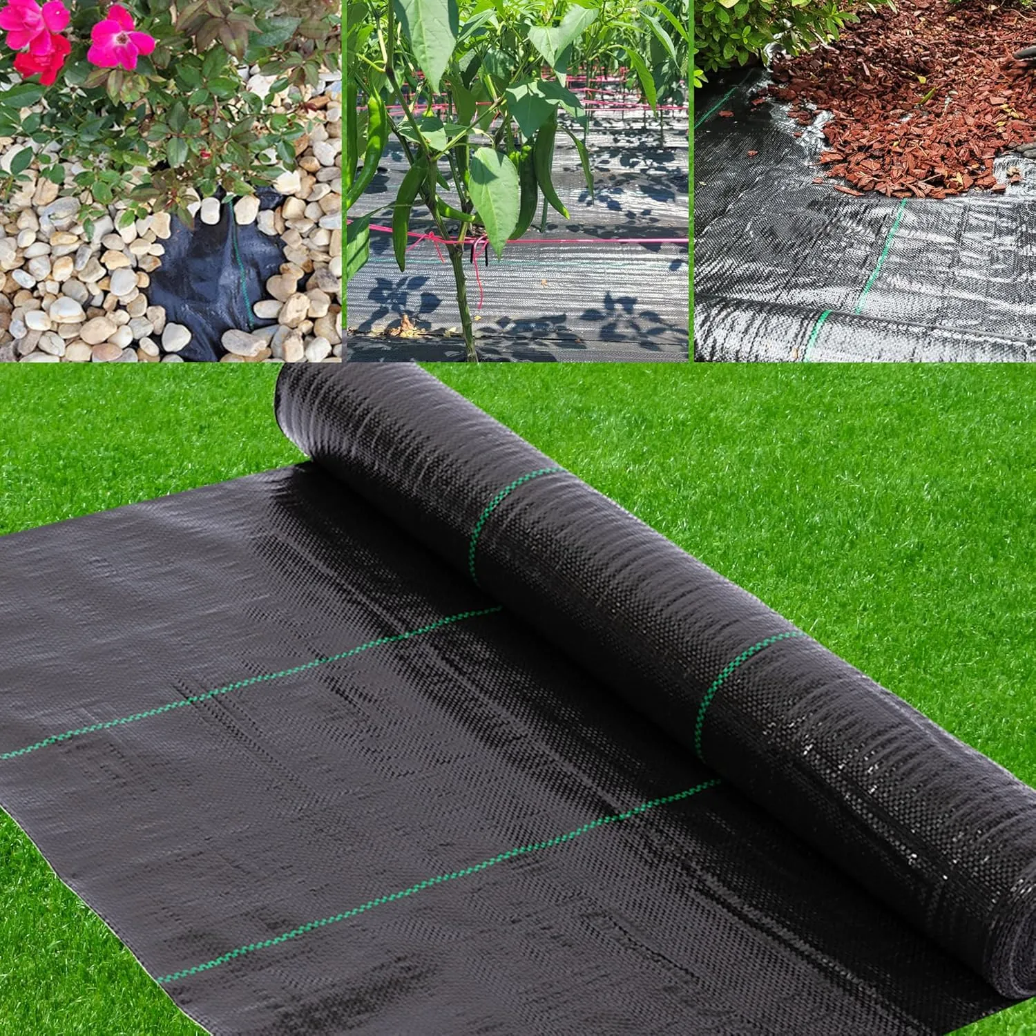 (3ft x 300ft 100% Virgin Material. Premium Heavy Duty Weed Barrier Fabric for Landscaping, Farming, Gardening and Agriculture. Durable Woven Landscape Fabric
